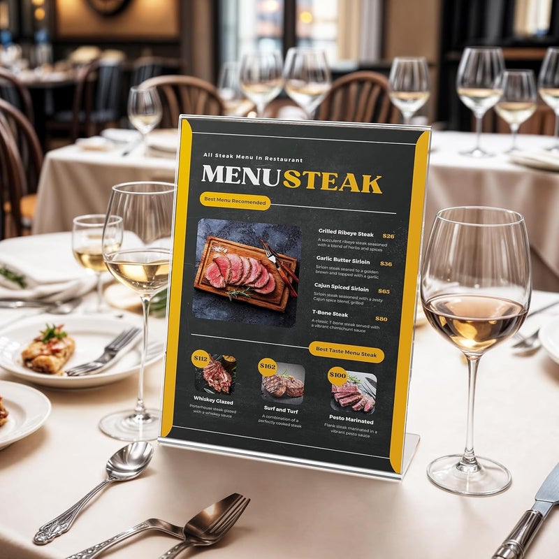 Dooiclear 3 Pack Acrylic Sign Holder 8.5x11 Inches, Clear Display Holder, L-Shape Vertical Menu Holder Stand, Flyer Display Stand, Table Paper Holder, Plastic Sign Display Stand for Restaurants, Store, Office - Image 5